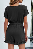 Casual Daily Solid Pocket Frenulum Loose Rompers