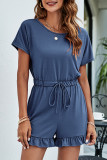 Casual Daily Solid Pocket Frenulum Loose Rompers