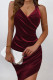 Sexy Simplicity Solid Backless Asymmetrical V Neck Irregular Dress Dresses