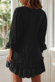 Casual Simplicity Solid Buckle Flounce V Neck Straight Dresses