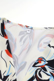Fashion Casual Printed Ruffle V Neck Loose Slim Jumpsuit