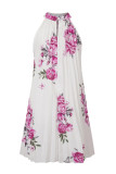 Casual Elegant Print Patchwork Halter Pleated Dresses