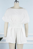 Casual Simplicity Solid Backless O Neck Loose Rompers