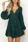 Sexy Solid Frenulum Fold V Neck A Line Dresses
