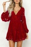 Sexy Solid Frenulum Fold V Neck A Line Dresses