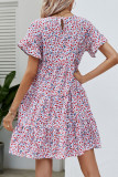 Casual Leopard Patchwork O Neck Short Sleeve Dress