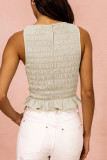 Sexy Solid Flounce O Neck Tops