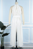 Casual Simplicity Solid Frenulum Fold Halter Loose Jumpsuits
