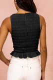 Sexy Solid Flounce O Neck Tops