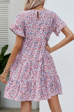 Casual Leopard Patchwork O Neck Short Sleeve Dress