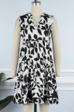 Casual Bohemian Floral Fold V Neck Printed Dress Dresses