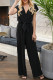 Casual Simplicity Solid Frenulum V Neck Loose Jumpsuits