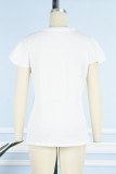 Casual Solid Patchwork V Neck T-Shirts