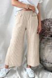 Casual Solid Pocket Loose Straight Bottoms