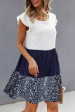 Casual Leopard Patchwork O Neck A Line Short Sleeve Dress