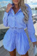 Work Street Striped Patchwork Turndown Collar Long Sleeve Two Pieces