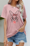 Casual Print Animal O Neck T-Shirts