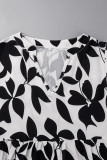 Casual Bohemian Floral Fold V Neck Printed Dress Dresses
