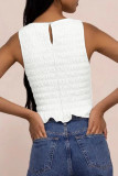 Sexy Solid Flounce O Neck Tops