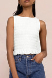 Sexy Solid Flounce O Neck Tops
