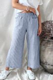 Casual Solid Pocket Loose Straight Bottoms