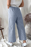 Casual Solid Pocket Loose Straight Bottoms