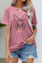 Casual Print Animal O Neck T-Shirts