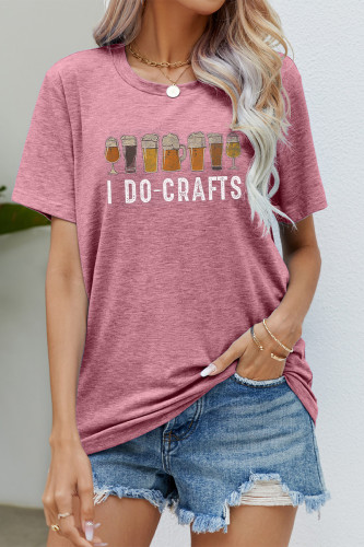 Casual Daily Print Letter O Neck T-Shirts