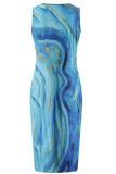 Casual Vacation Print Pocket O Neck Vest Dress Dresses