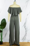 Casual Daily Solid Solid Color Off the Shoulder Regular Jumpsuits