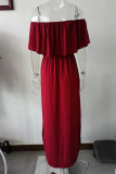 Sexy Casual Solid Pocket Flounce Off the Shoulder A Line Dresses