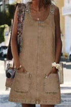 Casual Street Solid Pocket U Neck Dresses