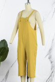 Casual Simplicity Solid Patchwork Square Collar Loose Jumpsuits