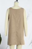 Casual Street Solid Pocket U Neck Dresses