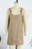 Casual Street Solid Pocket U Neck Dresses