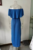 Sexy Casual Solid Pocket Flounce Off the Shoulder A Line Dresses