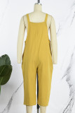 Casual Simplicity Solid Patchwork Square Collar Loose Jumpsuits
