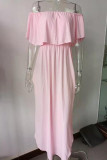 Sexy Casual Solid Pocket Flounce Off the Shoulder A Line Dresses
