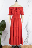 Sexy Elegant Solid Frenulum Off the Shoulder A Line Dresses