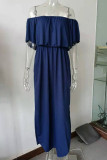 Sexy Casual Solid Pocket Flounce Off the Shoulder A Line Dresses