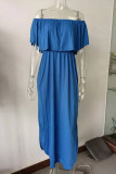 Sexy Casual Solid Pocket Flounce Off the Shoulder A Line Dresses