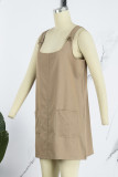 Casual Street Solid Pocket U Neck Dresses
