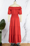 Sexy Elegant Solid Frenulum Off the Shoulder A Line Dresses