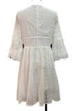 Sweet Elegant Solid Hollowed Out V Neck Princess Dresses