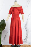 Sexy Elegant Solid Frenulum Off the Shoulder A Line Dresses