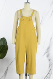 Casual Simplicity Solid Patchwork Square Collar Loose Jumpsuits