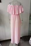 Sexy Casual Solid Pocket Flounce Off the Shoulder A Line Dresses