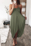Casual Solid Asymmetrical U Neck Sling Dress Dresses