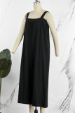 Casual Daily Solid Square Collar Loose Jumpsuits