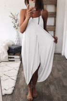 Casual Solid Asymmetrical U Neck Sling Dress Dresses